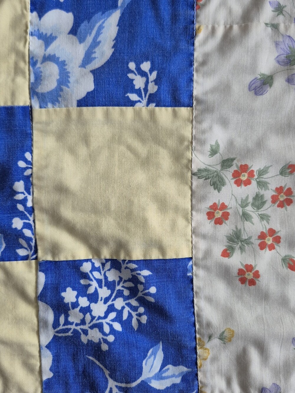 Hand Made Quilt Blue And Yellow 64 Inches X 78 Inches